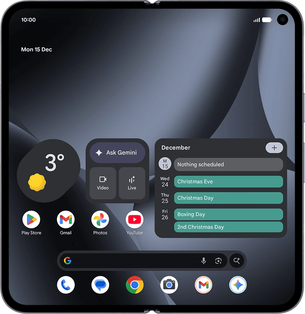 Google Pixel 10 Pro Fold, prikaz naprave.